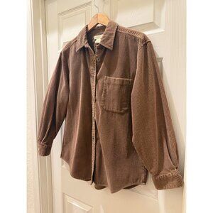 Vintage Brown Corduroy Button-Up Shirt Mens M Limited Chinos 85% Cotton 15% Poly